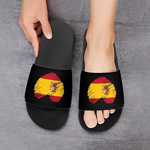 Bandeira da Espanha em sandálias de casa de coração não deslizam chinelos de dedo do pé para massagem banho de