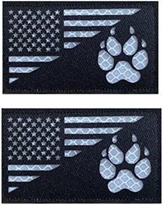 HEIORPAI 2PCS IR K9 Manipulador de cães PAW K-9 USA Bandeira Infravermelha Moral Tactical Patch IR Infravermelho