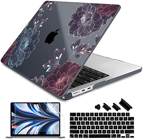 Dongke para o novo M2 MacBook Air 13,6 polegadas estojo 2023 2022 A2681, Crystal Black Plastic Hard