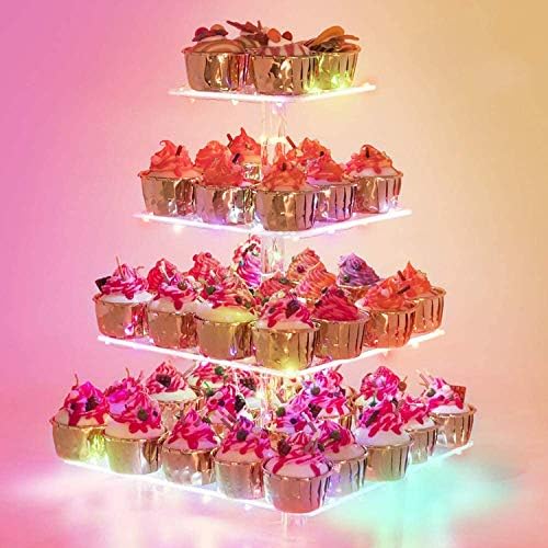 YESTBUY 4 Bolo de prateleira de camada Pop Stand +4 Premium cupcake Premium Cupcake - Decoração de torre