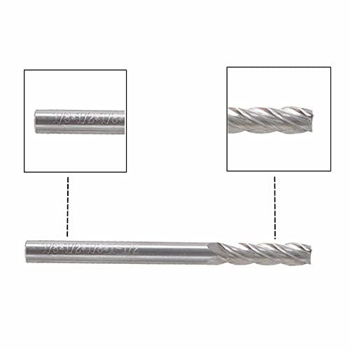 5pcs helix carboneto de extremidade quadrada, 4 flautas 1/8 CNC Spiral Router Bits Fit for Aluminium e Ruging e