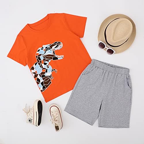 Roupas de garoto de gorboig Roupas grandes roupas de verão T-shirt e shorts Dinosaur e shorts Conjunto