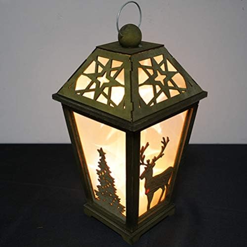 Cabilock LED lanternas lideradas de natal lanterna de madeira árvore de árvore de rena Lanterna