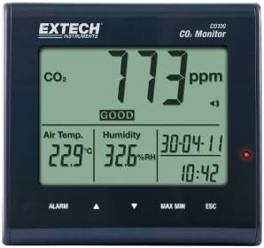 Monitor de dióxido de carbono de qualidade do ar Extech Co100