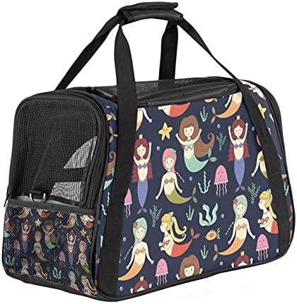 Padrões de sereia coloridos Bolsa de portador de animais de estimação, bolsa portátil de viagem de gato, bolsas