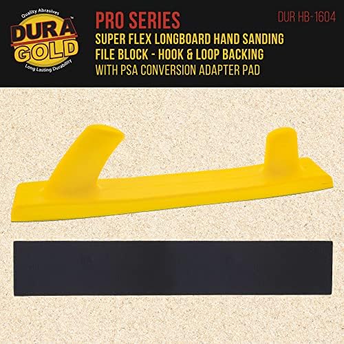 Dura-Gold Pro Série Super Flex Longboard Lixing Bloco de arquivos com gancho e loop e adaptador de apoio