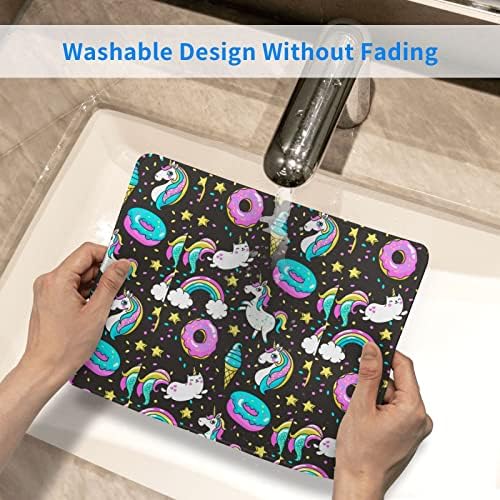 Unicórnio e donuts arco-íris mouse pad com bordas costuradas e base de borracha não deslizante para laptop