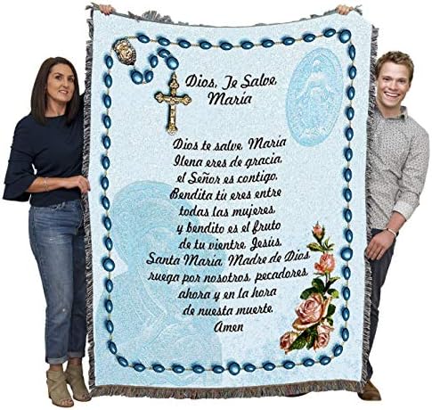 Pure Country Weavers Hail Mary Oração com Rosário Bobagem Espanhol - Ave Maria - Gita Religiosa Tapestry Tapete