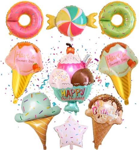 9 PCs Donuts de sorvete de sorvete Decorações de festas de balão de verão Festa de aniversário Festa