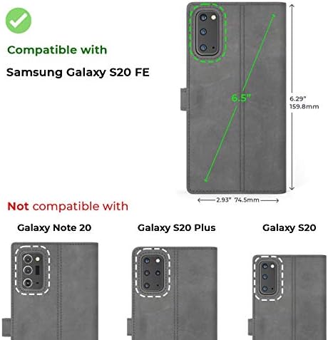 Carteira vintage do Galaxy S20 S20 Fe || Caixa de telefone da carteira de couro genuína || Couro real