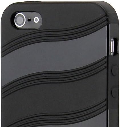 Gearonic AV -5126BPUIB Gearonic ™ Black Wave Padrão TPU Gel Skin Cover traseiro para Apple iPhone 5 - Caixa de transporte