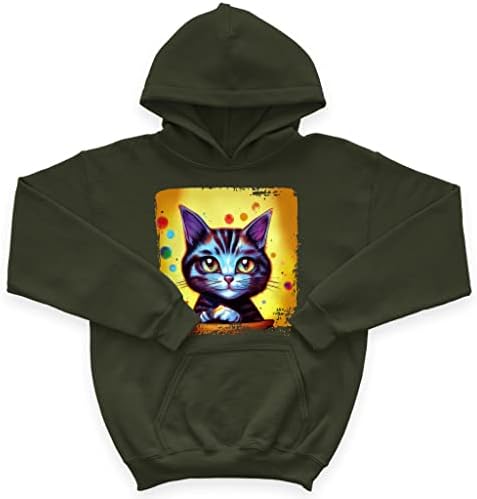 Hoodie de lã de esponja de garotos de gato fofo - capuz gráfico para crianças - capuz engraçado para crianças
