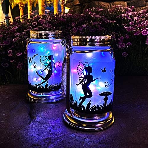 Angmln Solar Fairy Lantern Mason Jar Light- 4 Pacote de fadas OurDoor Decorações Presentes pendurados Lâmpada Jarra