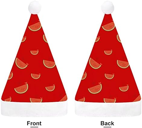 Chapéu de Natal de melancia engraçado Chapéus de Natal Papai Noel Hats Plush curto com punhos brancos para homens