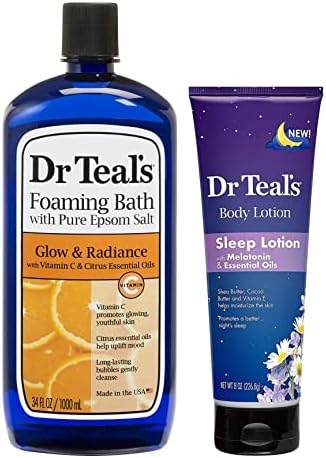 Dr. Teal Bath Bath & Body Loção Mães Conjunto de presentes - 34 onças de brilho e radiação Vitamina C & Citrus