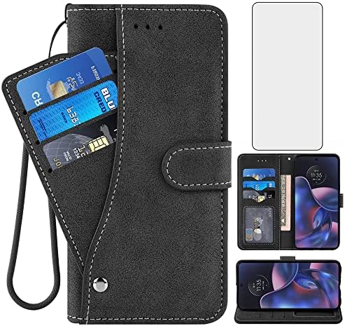 Asuwish Compatível com Motorola Moto Edge 2022/MotoEdge 5G Caixa de carteira UW 2022 e protetor