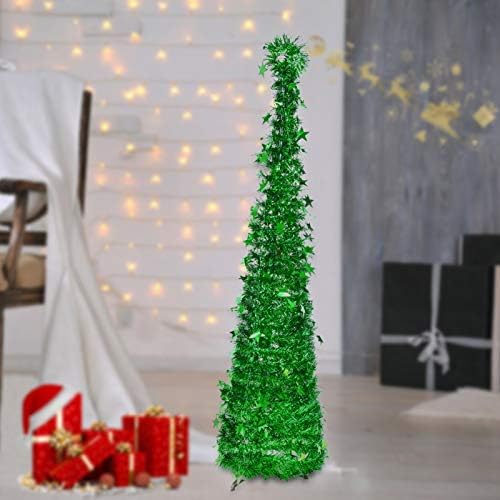 Tinsel de tinsel de 6 pés de Natal, decorações de Natal Indoor, árvore de Natal Pop-up com Stand Easy
