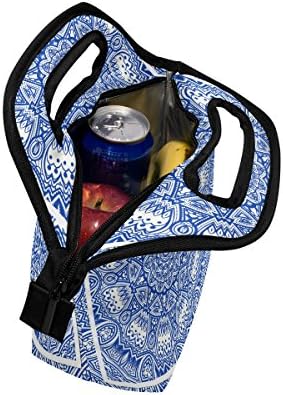 Lancheira VIPSK Bohemia Blue Mandala Datura Box, Bolsas de almoço à prova d'água de viagem ao ar livre
