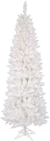 Vickerman 7.5 'Sparkle White Spruce Lápis Árvore de Natal Artificial, luzes incandescentes claras e iluminadas