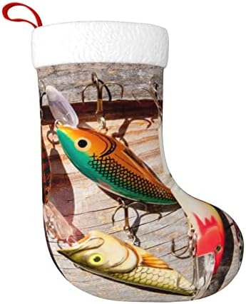 Yilequan 18 polegadas meias de Natal meias clássicas, atração de pesca, para decorações de festas de Natal