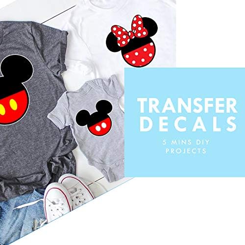 Ekoi Ferro em decalques para camisas familiares - Tees combinando mouse silhueta Transferência de calor