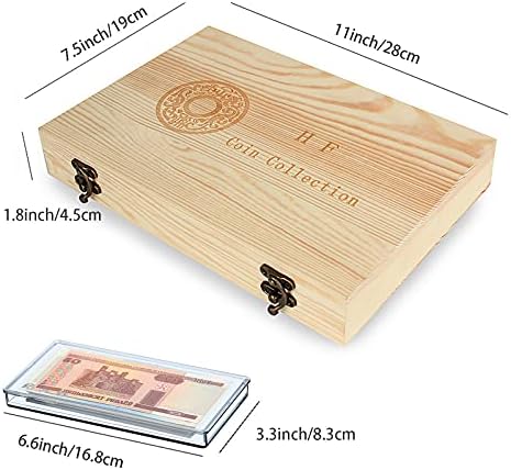 Caso de cápsulas de moedas de madeira, caixa de armazenamento de moedas de armazenamento de notas de