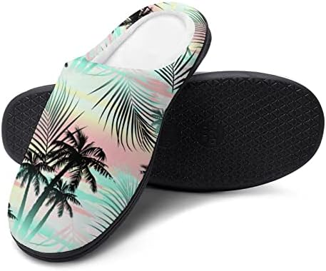 Tropical Summer Palm feminino Flipers de algodão Sapatos caseiros laváveis ​​para o quarto de