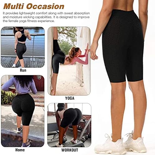 Women Butt Lift Workout shorts texturizados na cintura alta scrunch booty shorts de ioga favo de mel shorts