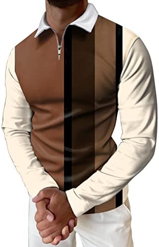 Homem casual outono de outono de manga longa camisa de pescoço impressa camiseta de camiseta blusa tampa