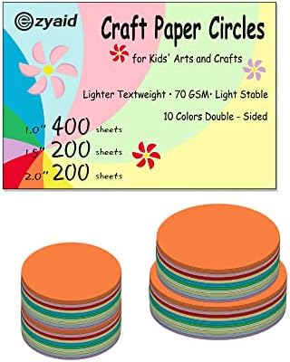 Ezyaid Construction Paper círculos com cores variadas 1 e 1,5 e 2 polegadas, papel artesanal colorido