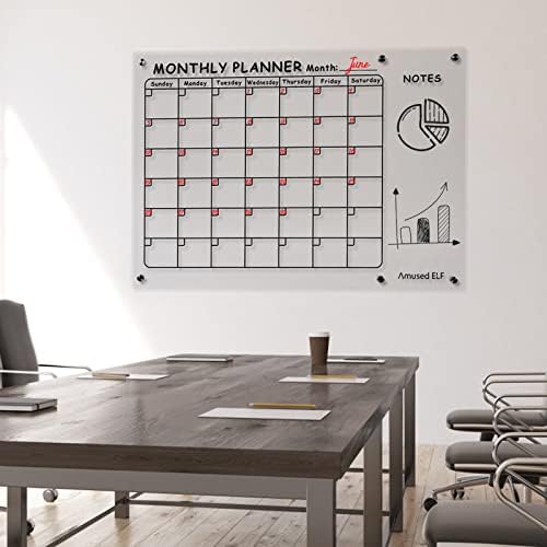 Calendário acrílico de elfo divertido para parede, 22 x16 grande calendário de aprílico transparente