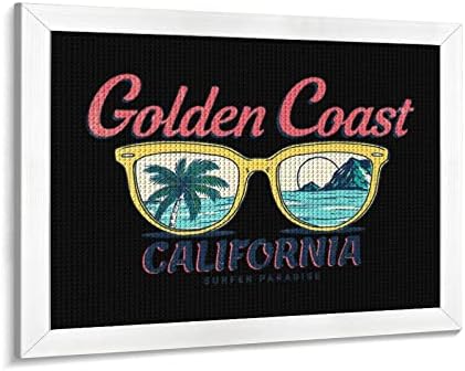 Vintage Golden Coast California Diamond Painting Kits Picture Frame 5D DIY Drill Full Drill Rhinestone