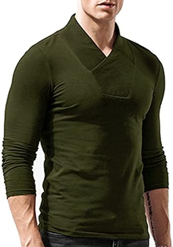 Pullover de pescoço da Ubst Mock para homens, 2021 algodão elástico Slim Fit Solid Color V Pesh Compressão Tops