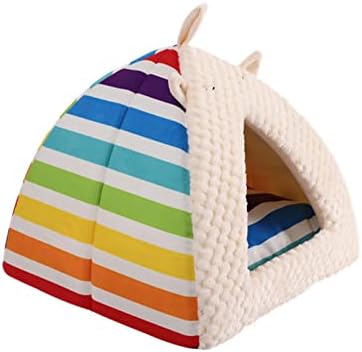 NC Rainbow Series Pet Kennel Kennel Pad semi-fechado Yurt com sofá de bola de bola pendurada Cat Cat