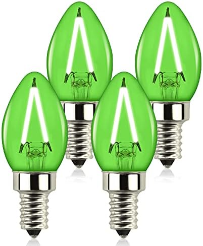 Lustrs liderados por candelabros verdes lustaled - mini e12 lâmpadas de base C7 de base pequena, lâmpada de lâmpada