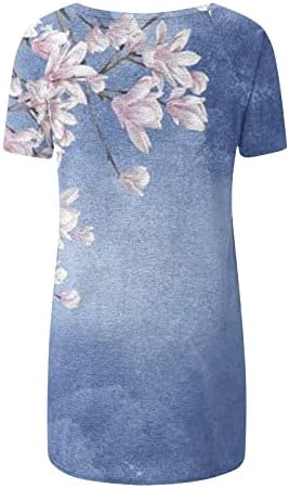 Summer feminino elegante tops de túnica romances de cola curta de manga curta T Camisetas estampadas Floral