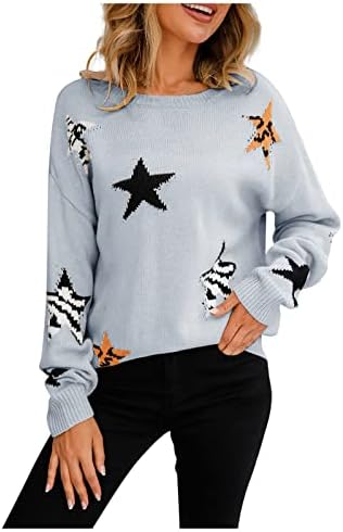 Camisola de ginástica feminina suéter de moda Roundneck estrelas