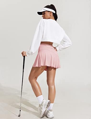 Saias de tênis de ekouaer para mulheres plissadas de skorts de golfe atlético com shorts bolsos leves saia de