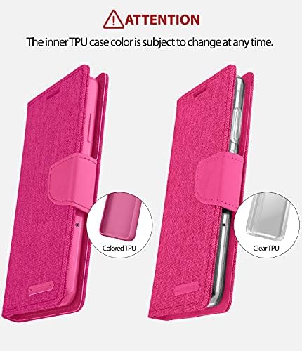 Carteira de Canvas de Goospery para Samsung Galaxy S7 Caso Denim Stand Flip Cover - Pink
