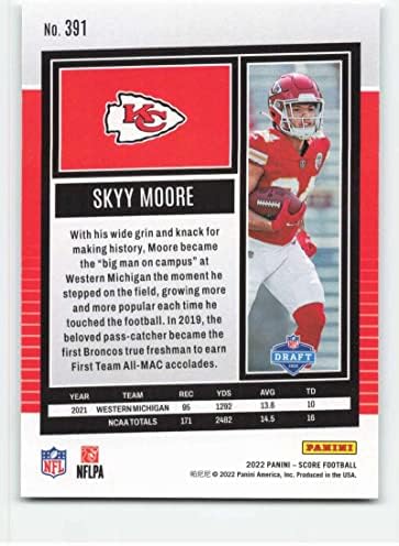 2022 Pontuação 391 Skyy Moore RC Rookie Kansas City Chiefs NFL Football Trading Card