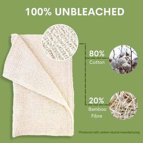 Toalhas de papel reutilizáveis ​​pacote 15, 2 dobras de bambu e algodão, altamente absorvente e lavável