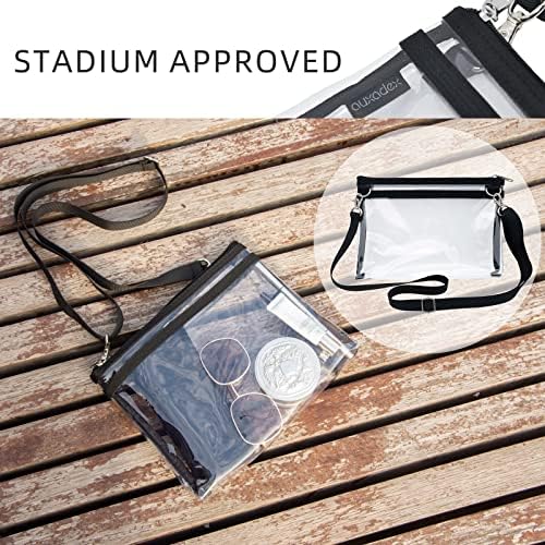 Auxadex PVC Clear Crossbody Bag Stadium Aprovado pela bolsa de ombro de ginástica transparente,