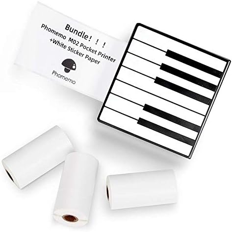 Impressora térmica Bluetooth Phomemo M02 com 3 rolos de papel de adesivo branco, compatível com iOS