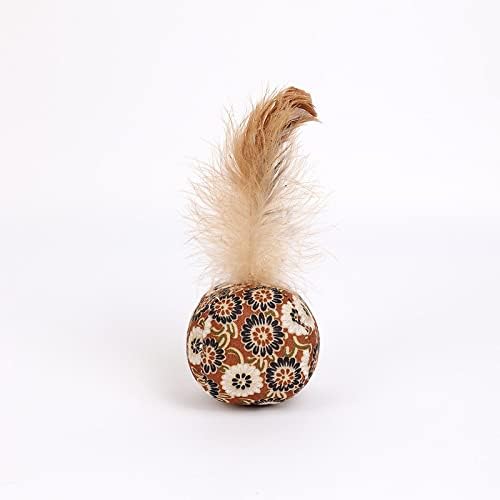 LuckyMeet Pet Cat Toy Toy Feather Provente Toy Toy Fish Ball Mouse Toy Mint Toy 2pcs pacote 球咖色