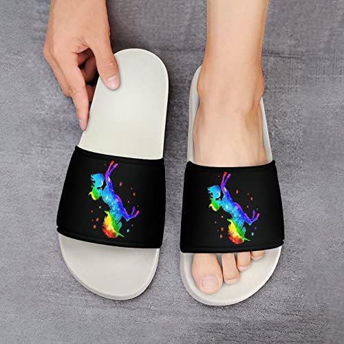 Rainbow Unicorn House Sandals Non Slip Aberta dos dedos dos dedos do pé para massagem Banho