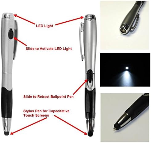Caneta de caneta [6 pcs], 3-em 1 Tela de toque multifuncional universal STYLUS + BALLPON PEN + lanterna LED para smartphones tablets ipad iphone samsung etc.