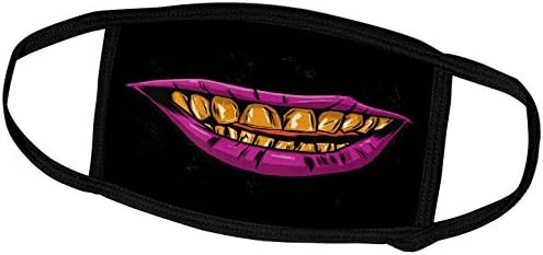 3drose lábios roxos com dentes amarelos Monstro de Halloween - tampas de rosto