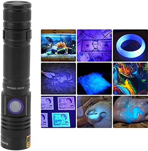 Lanterna ultravioleta lanterna zoomable uv lâmpada de alumínio de alumínio lanterna de LED à prova d'água