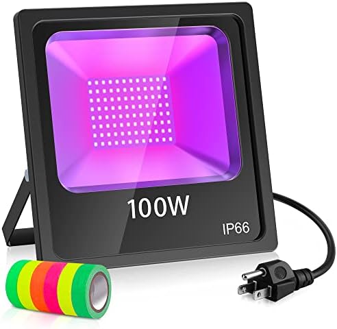 LED UV Black Light 100W LED Blacklight com plugue IP66 Ultraviolet Filhlight com iluminação de