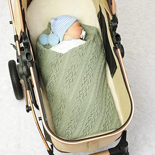 Cobertor de Baby Green Green Green Recebimento de LAWKUL Green Cobertorado Crochet Berço de malha seguro para